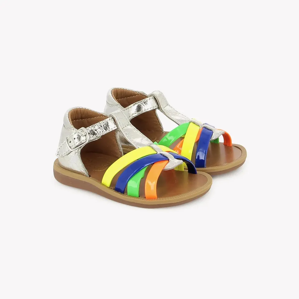 pom-d-api-poppy-back-neptune-sandale-silver-multi-fluo-premiers-pas image 1