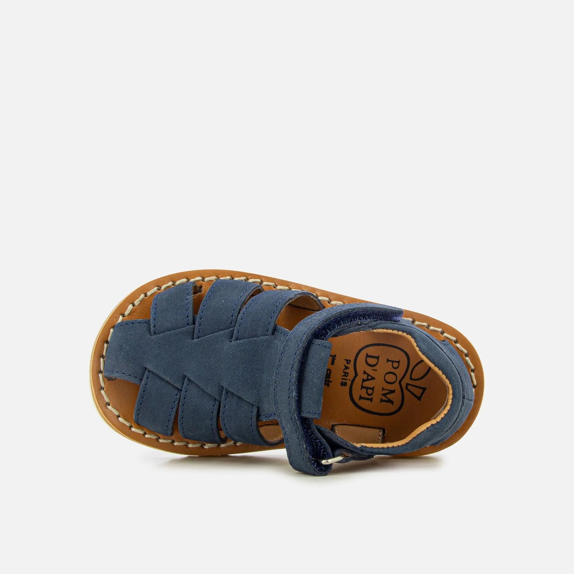pom-d-api-waff-papy-sandale-premiers-pas-gar-on-nubuck-bleu image 4