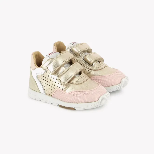 pom-d-api-pouss-bump-perfo-basket-fille-platine-blanc-rose image 1