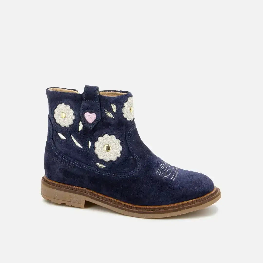 pom-d-api-sister-boots-wendy-bottine-fille-bleu-fleuri image 1