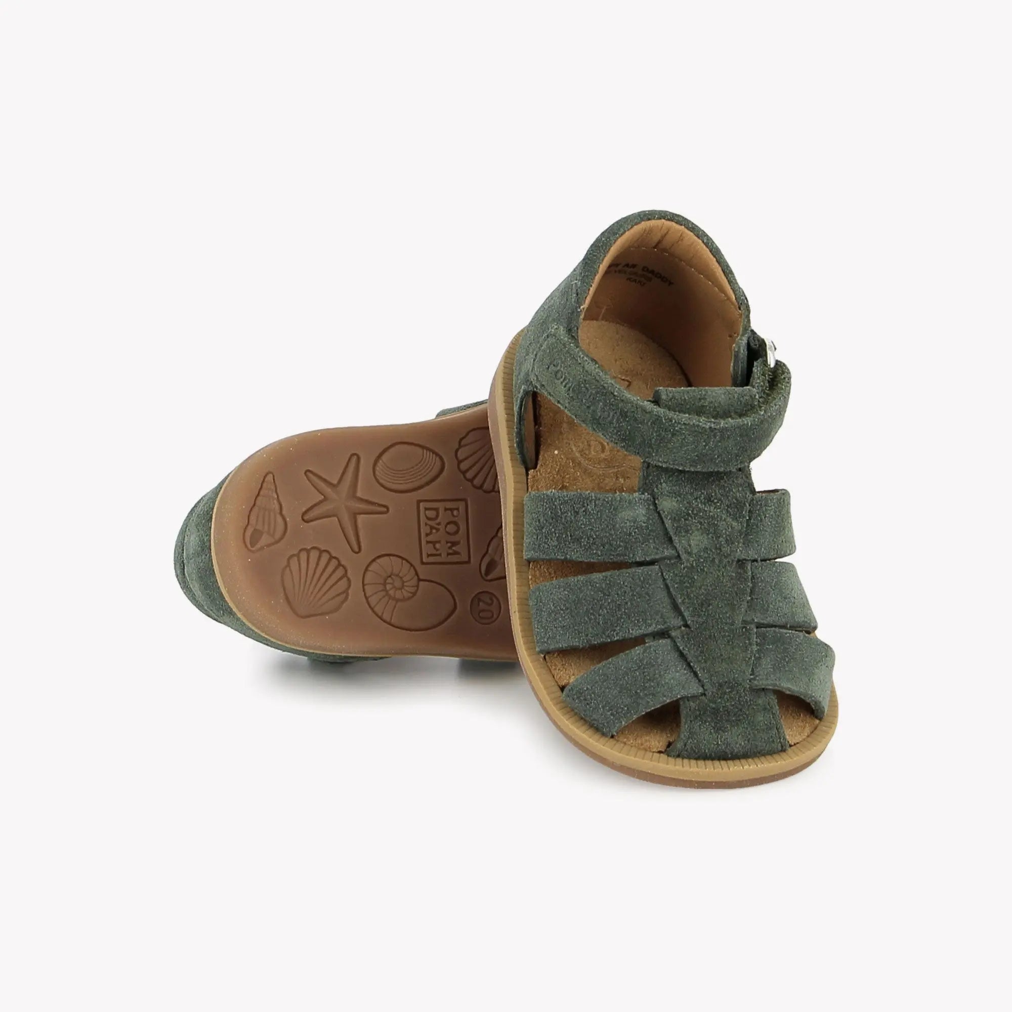 pom-d-api-poppy-air-daddy-sandale-premiers-pas-gar-on-kaki-velours image 2