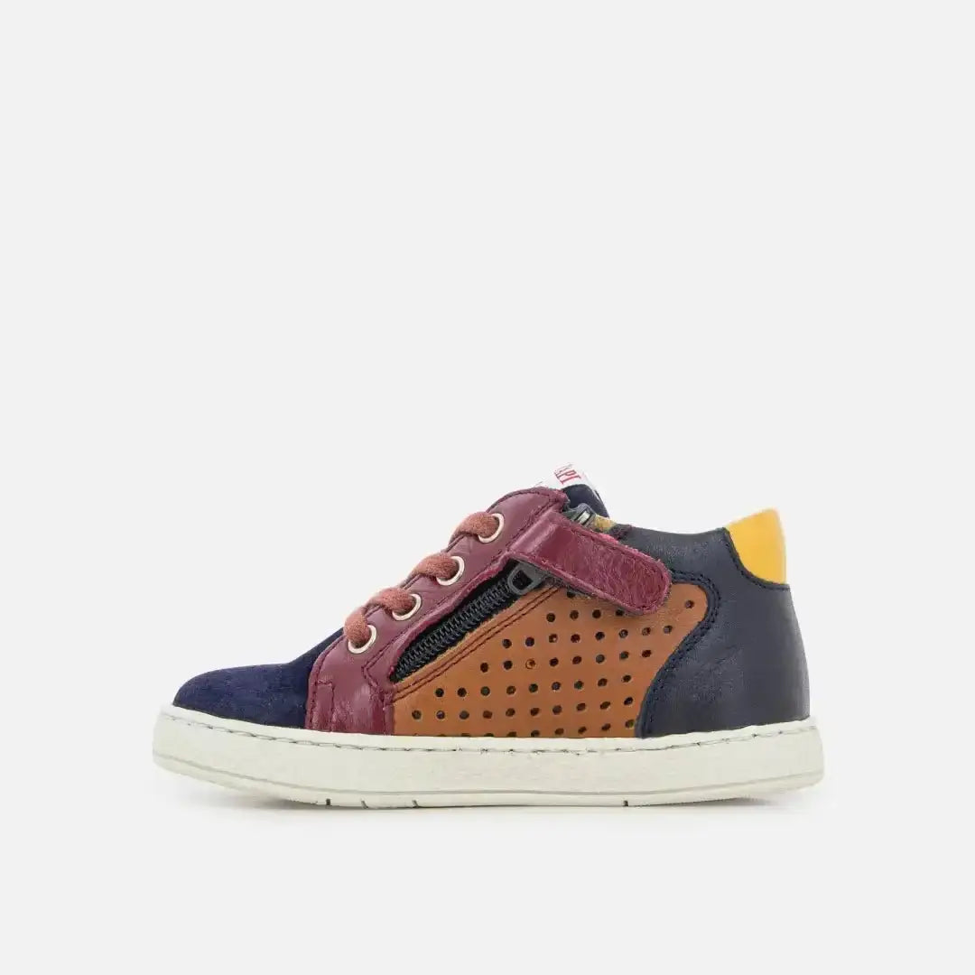 pom-d-api-mousse-lace-perfo-basket-premiers-pas-camel-marine-gar-on image 3