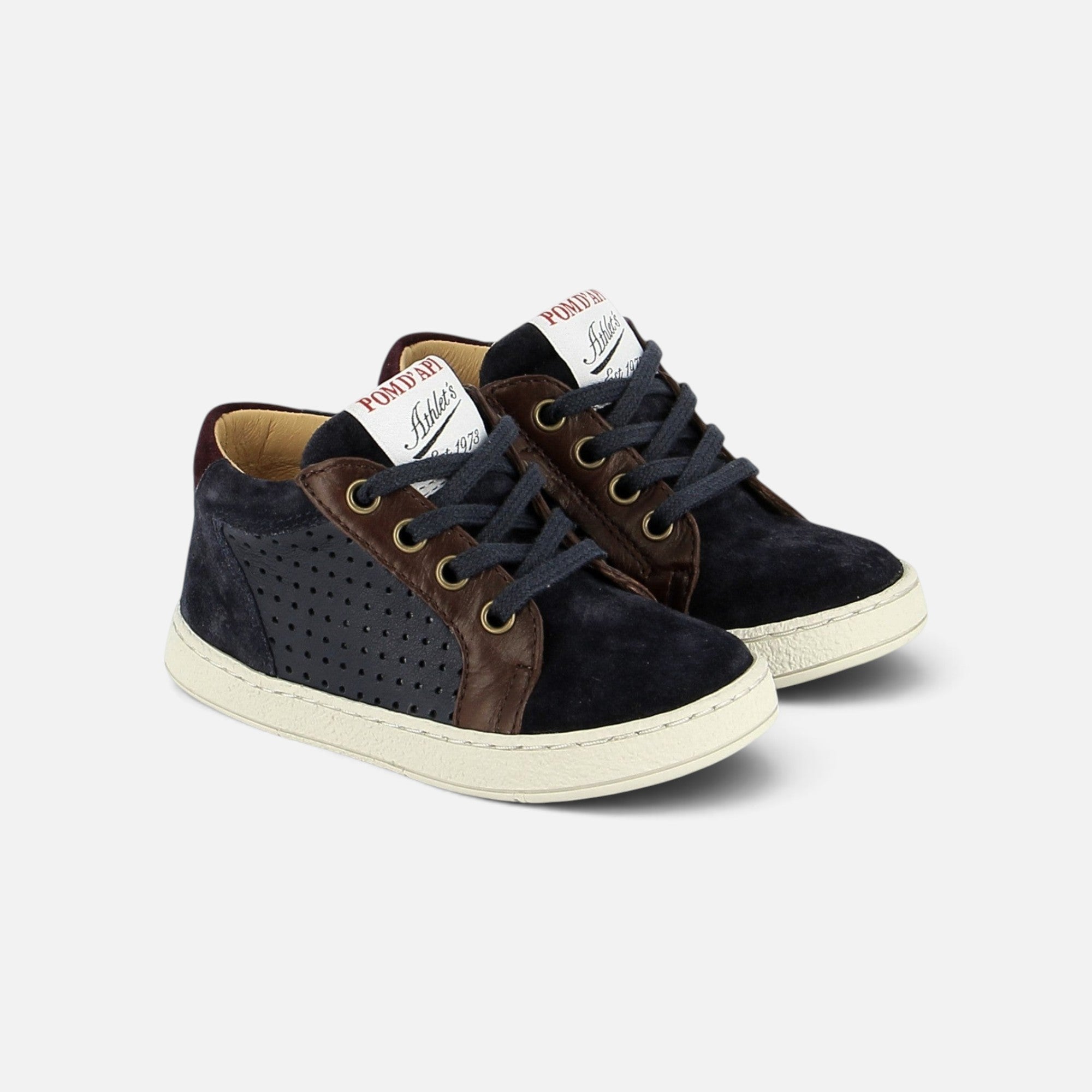 pom-d-api-mousse-lace-perfo-basket-navy-brown-gar-on image 1