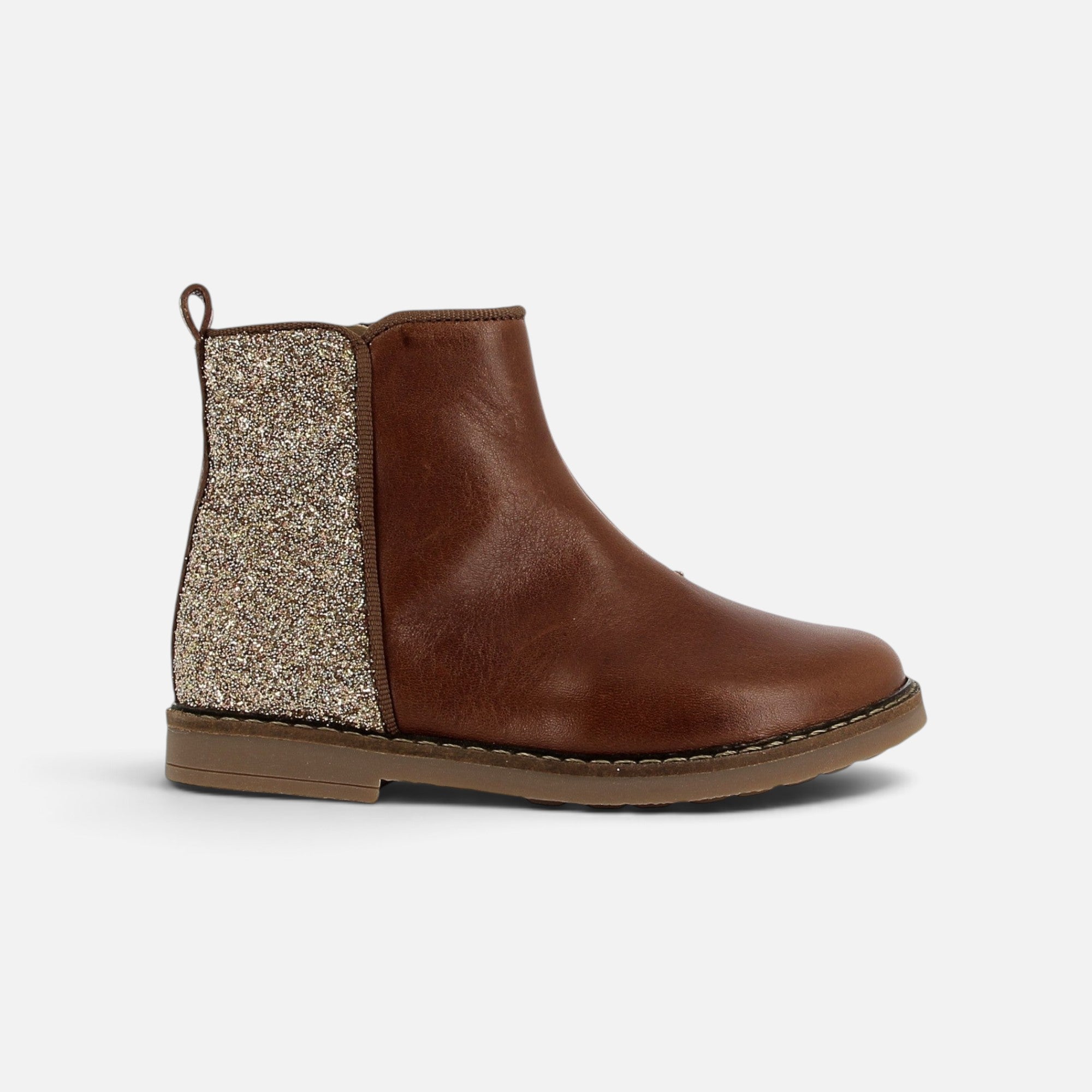 pom-d-api-trip-back-bottine-fille-cuir-marron-platine-glitter-zip image 4