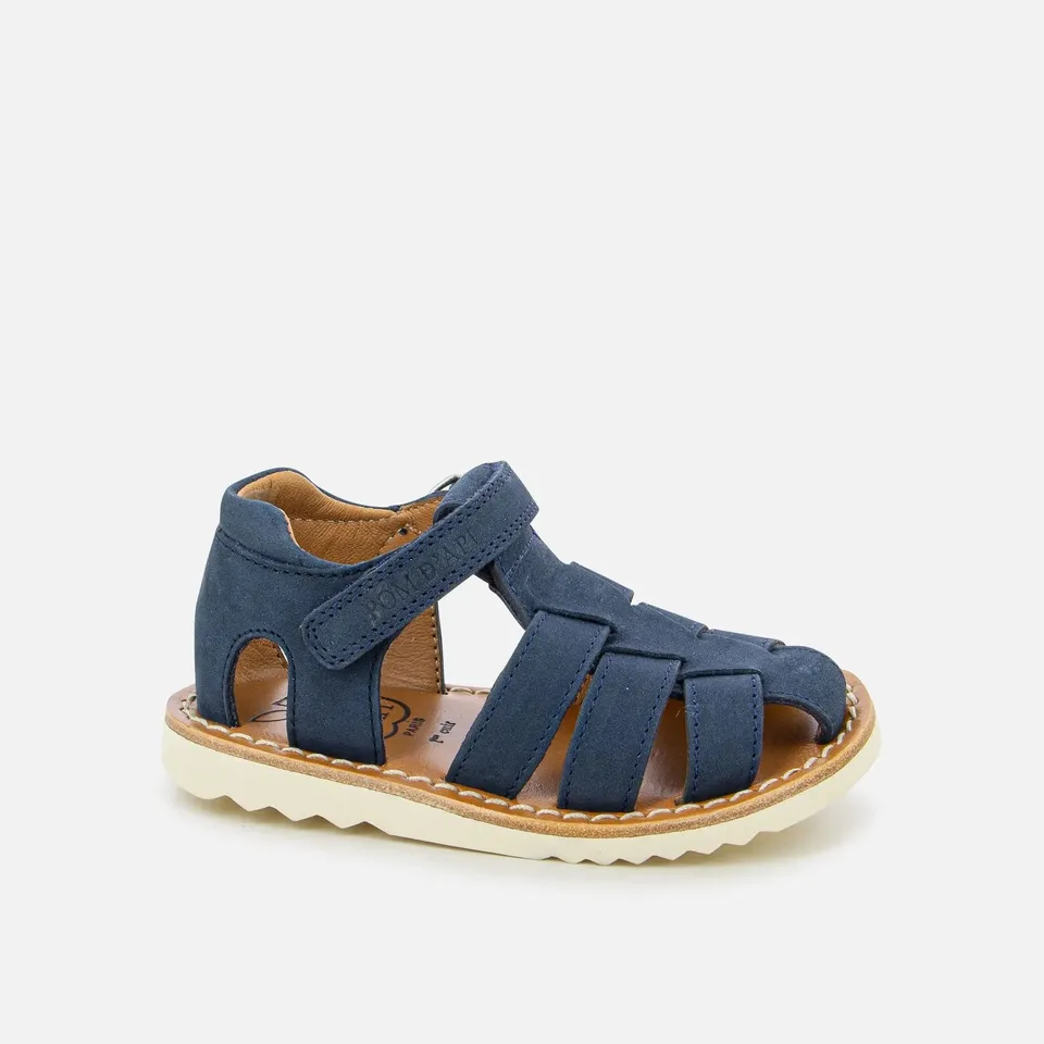 pom-d-api-waff-papy-sandale-premiers-pas-gar-on-nubuck-bleu image 1