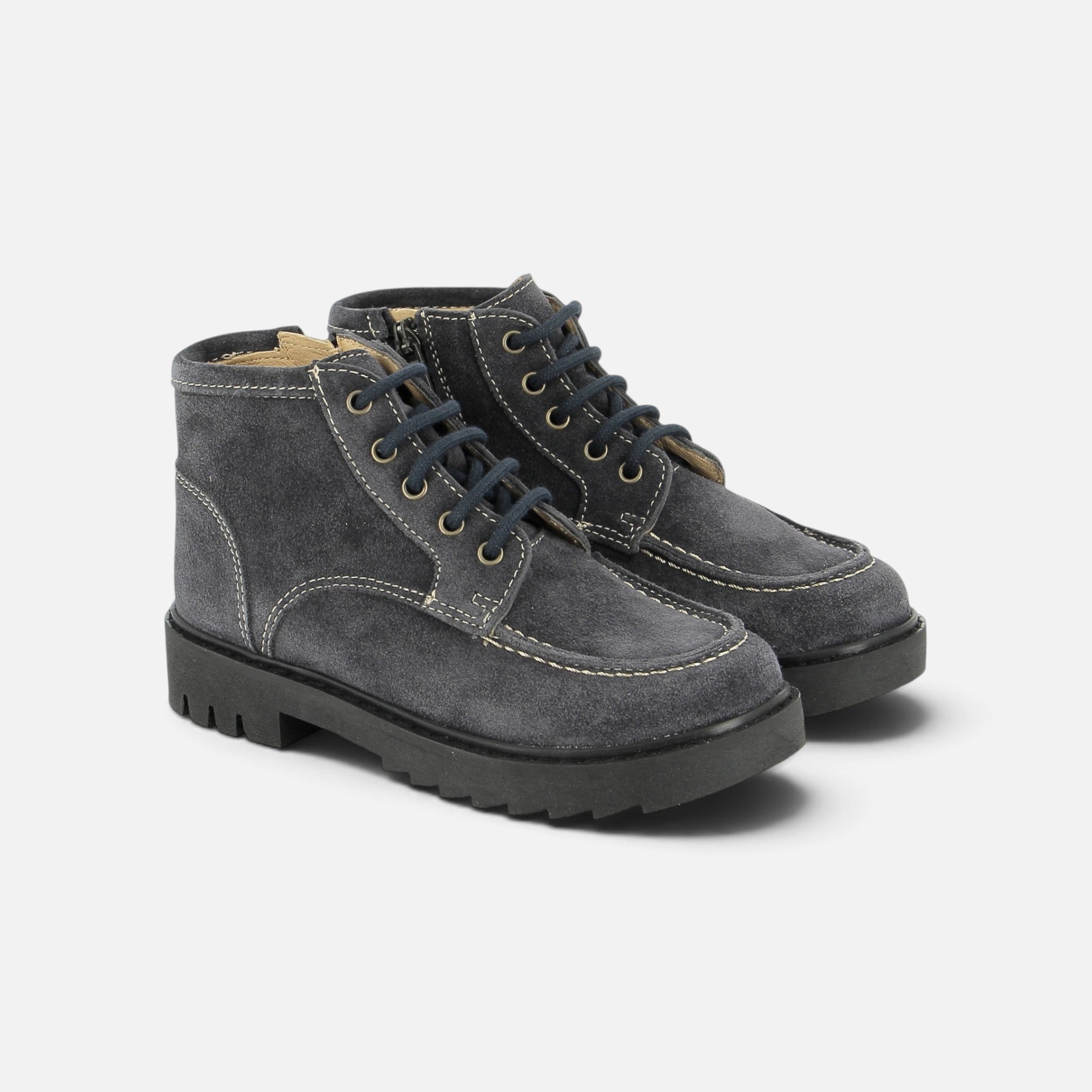 pom-d-api-sid-lace-plato-chaussures-gar-on-velours-gris-zip image 1