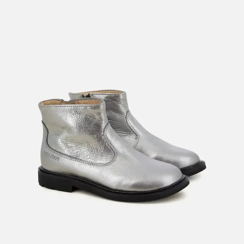 pom-d-api-sister-boots-sl-bottine-enfant-argent-cuir-m-tallis-zip image 1