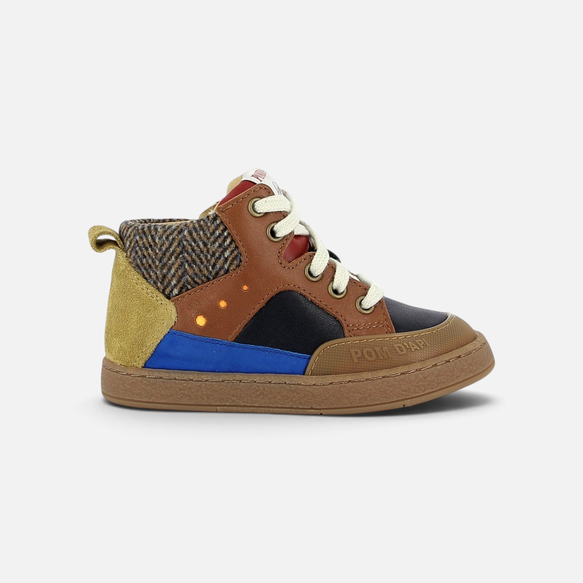 pom-d-api-mousse-bump-basket-enfant-velcro-marine-multi-cuir image 4