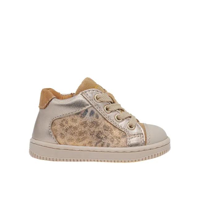 babybotte-frida-chaussure-b-b-fille-lacets-l-opard-saumon image 1