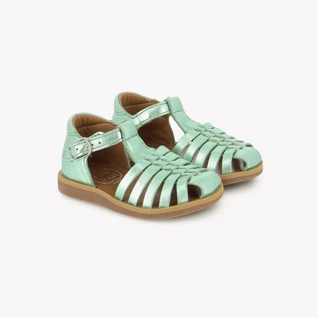 pom-d-api-poppy-pitti-sandale-premiers-pas-fille-vert-d-eau image 1