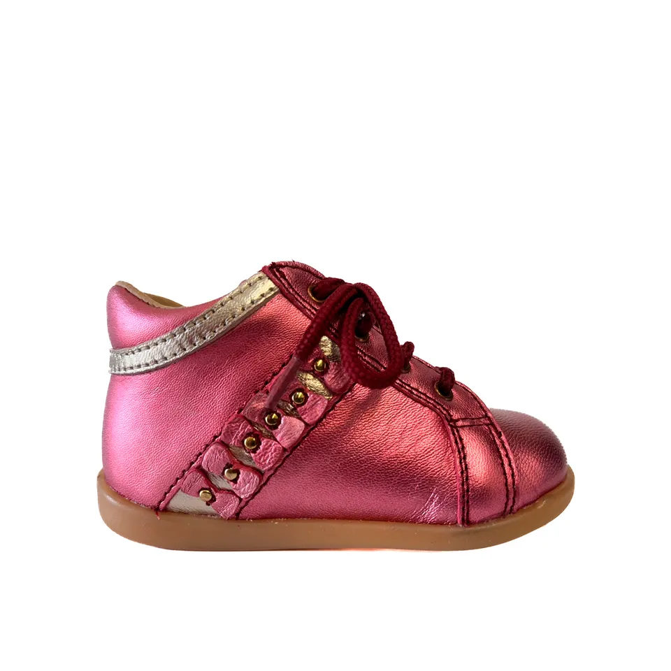 babybotte-farah-chaussure-lacets-b-b-fille-bordeaux-imprim image 1