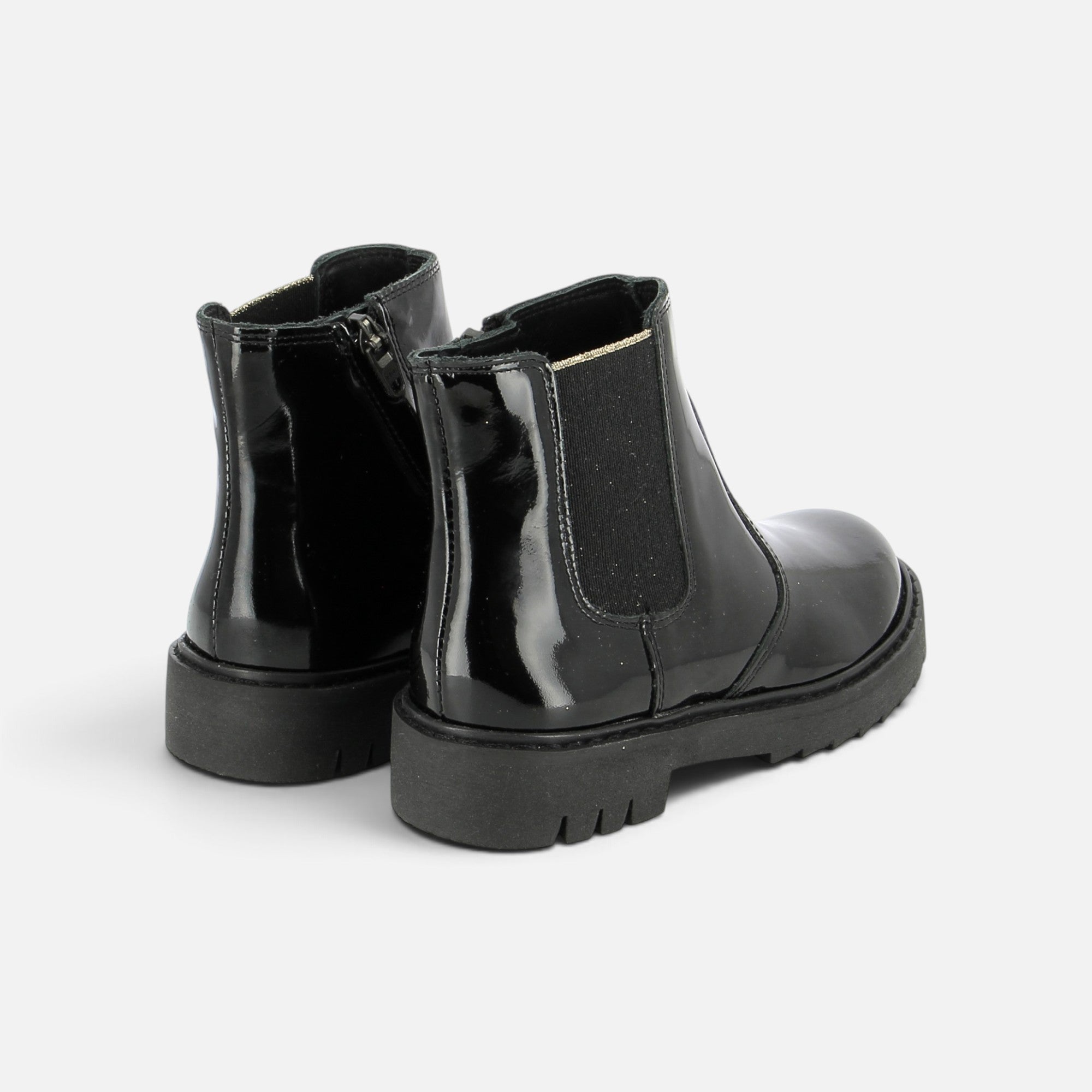 pom-d-api-sid-jodzip-boots-enfant-vernis-noir-semelle-noire image 2
