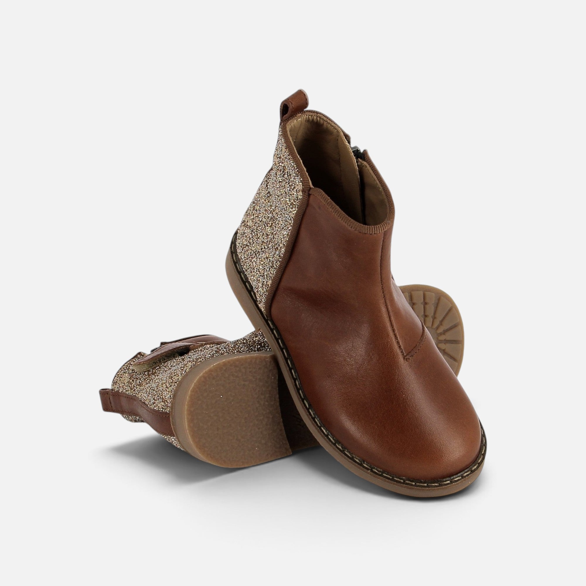 pom-d-api-trip-back-bottine-fille-cuir-marron-platine-glitter-zip image 3