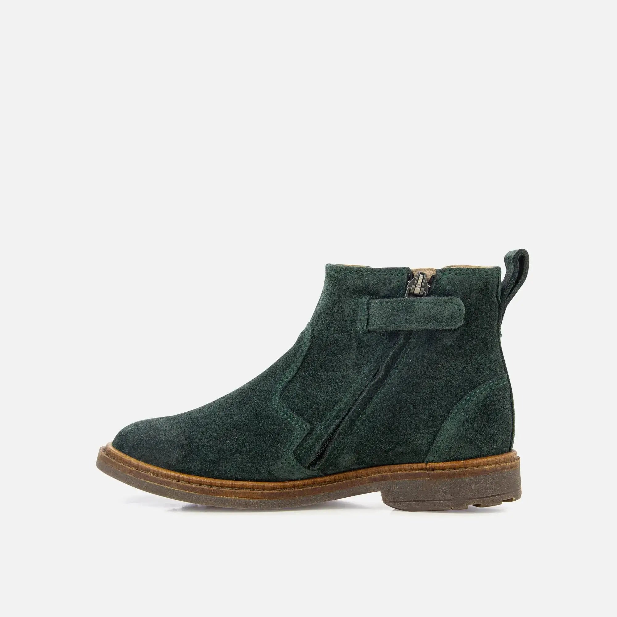 pom-d-api-sister-jodzip-bottine-cuir-velours-vert-sapin-fille image 2