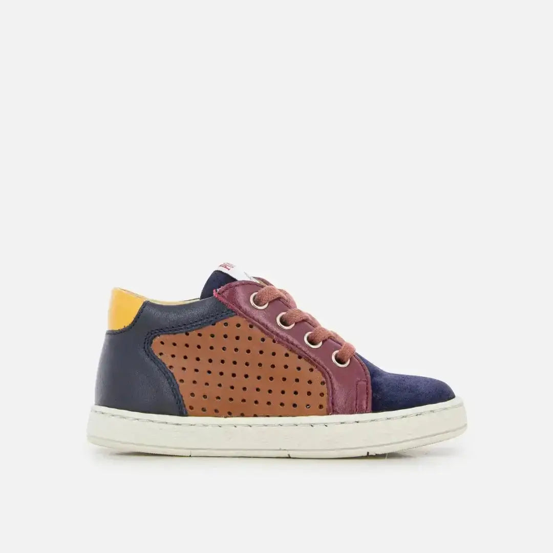 pom-d-api-mousse-lace-perfo-basket-premiers-pas-camel-marine-gar-on image 2