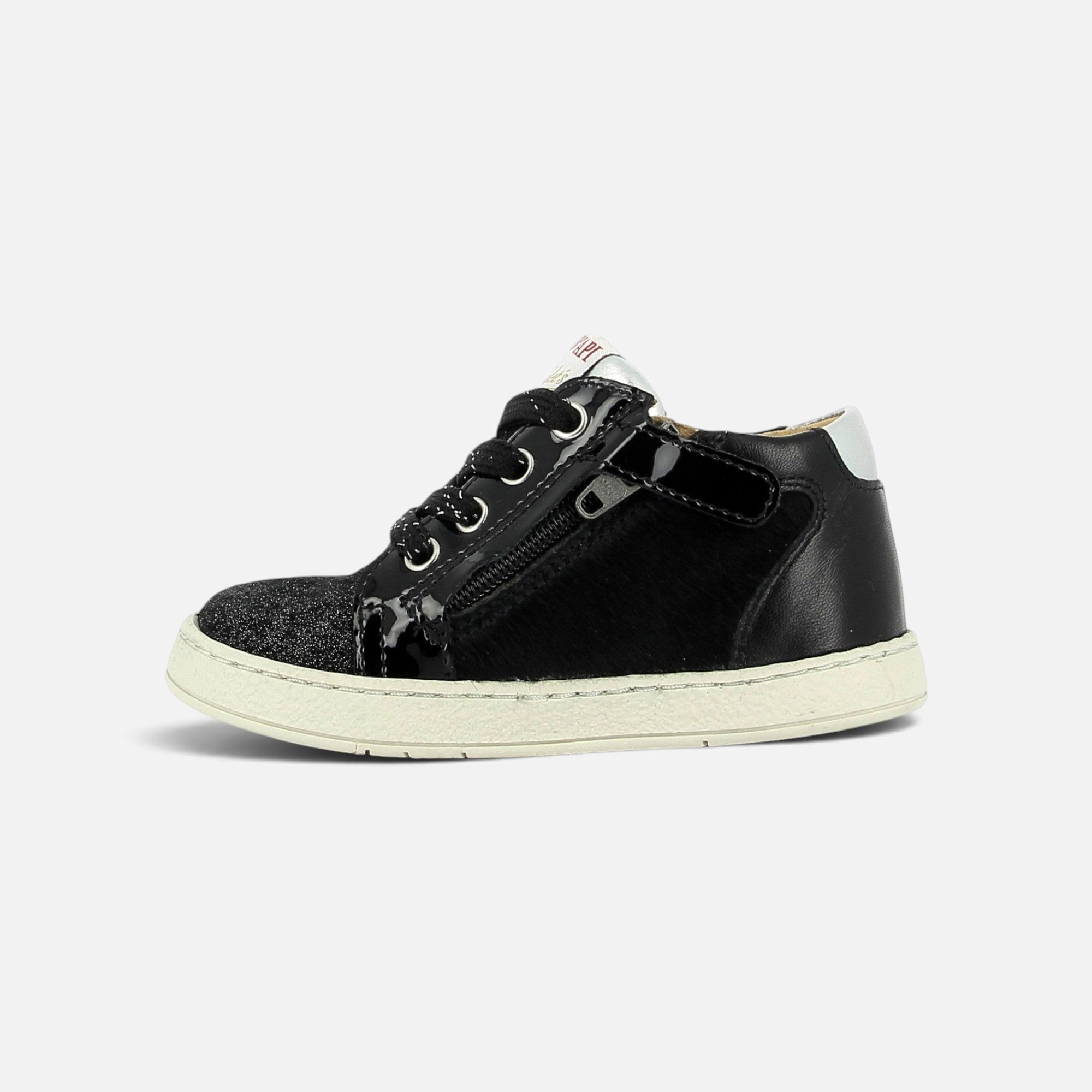 pom-d-api-mousse-zip-top-basket-enfant-fille-noir-star-pony image 2