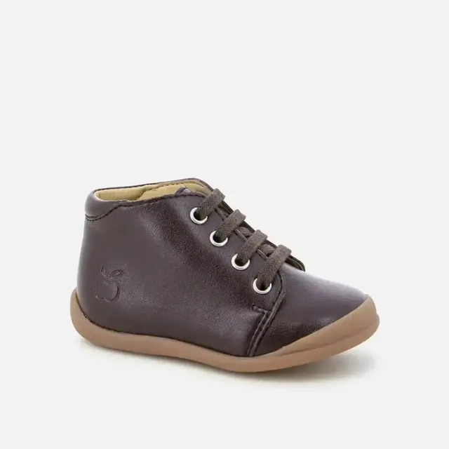 pom-d-api-flex-up-bottine-veg-chocolat-premiers-pas-lacets image 1
