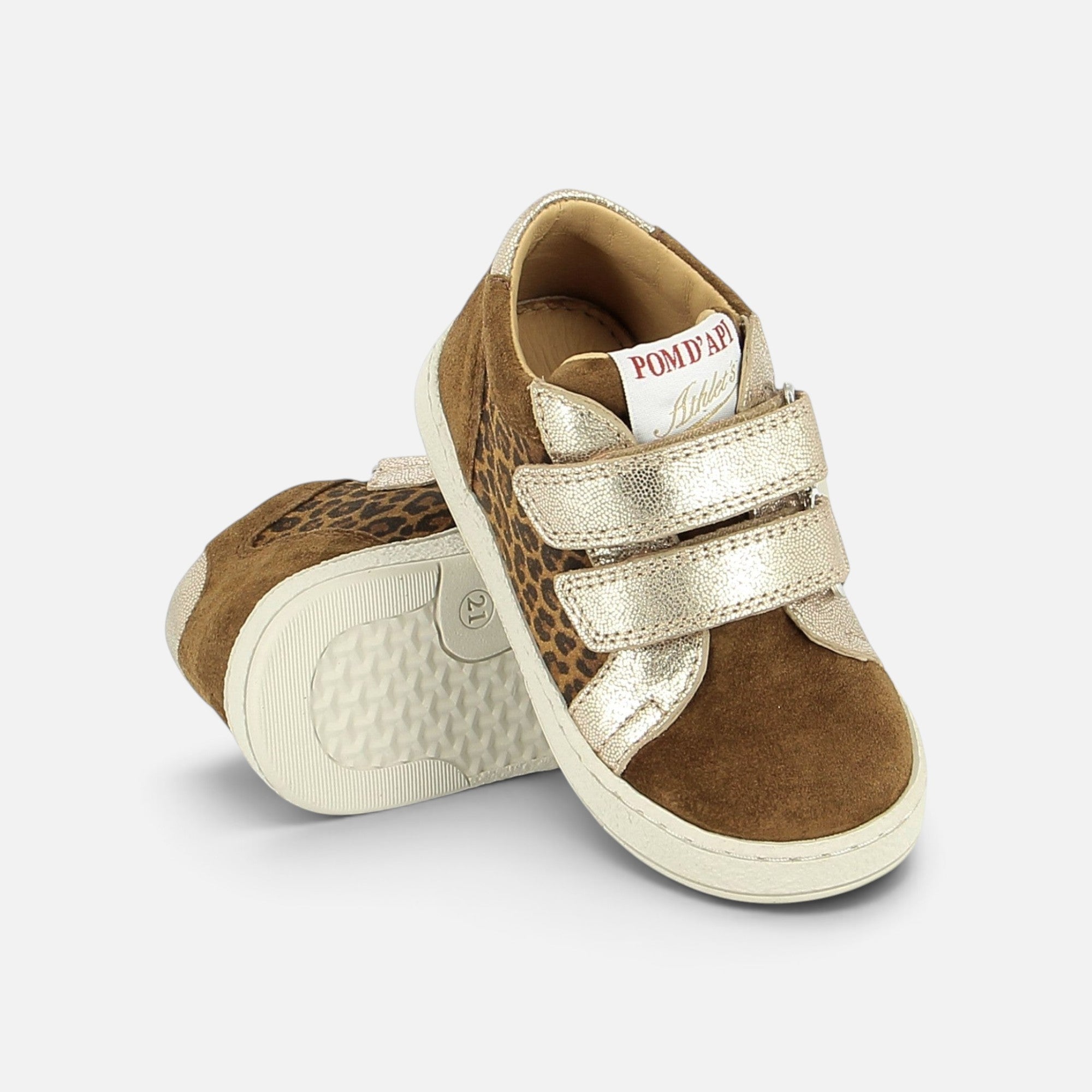 pom-d-api-mousse-easy-top-basket-cuir-velours-baby-leo-miel-naturel-fille image 3