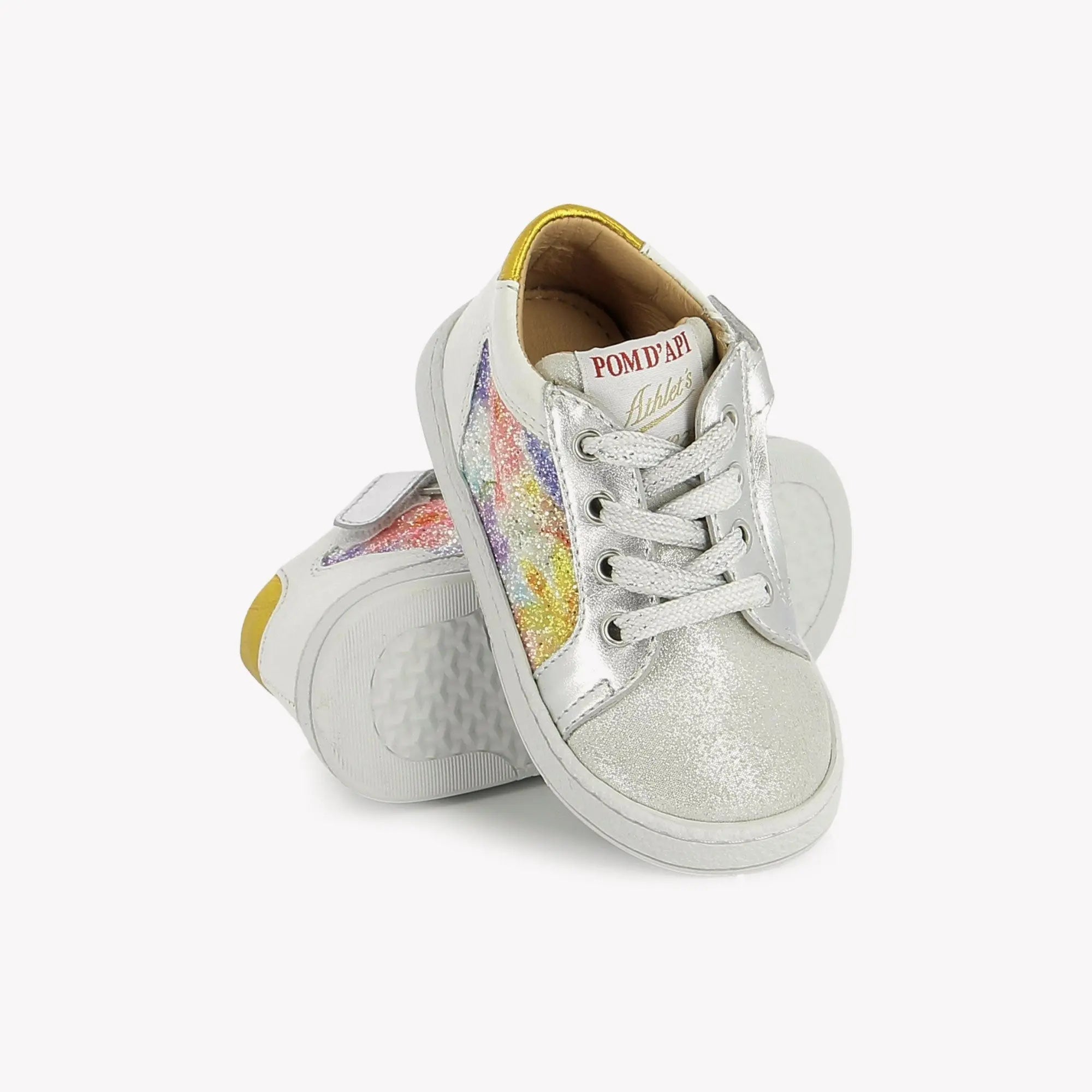 pom-d-api-mousse-zip-top-baskets-fille-premiers-pas-velours-glitter-blanc-multi image 2
