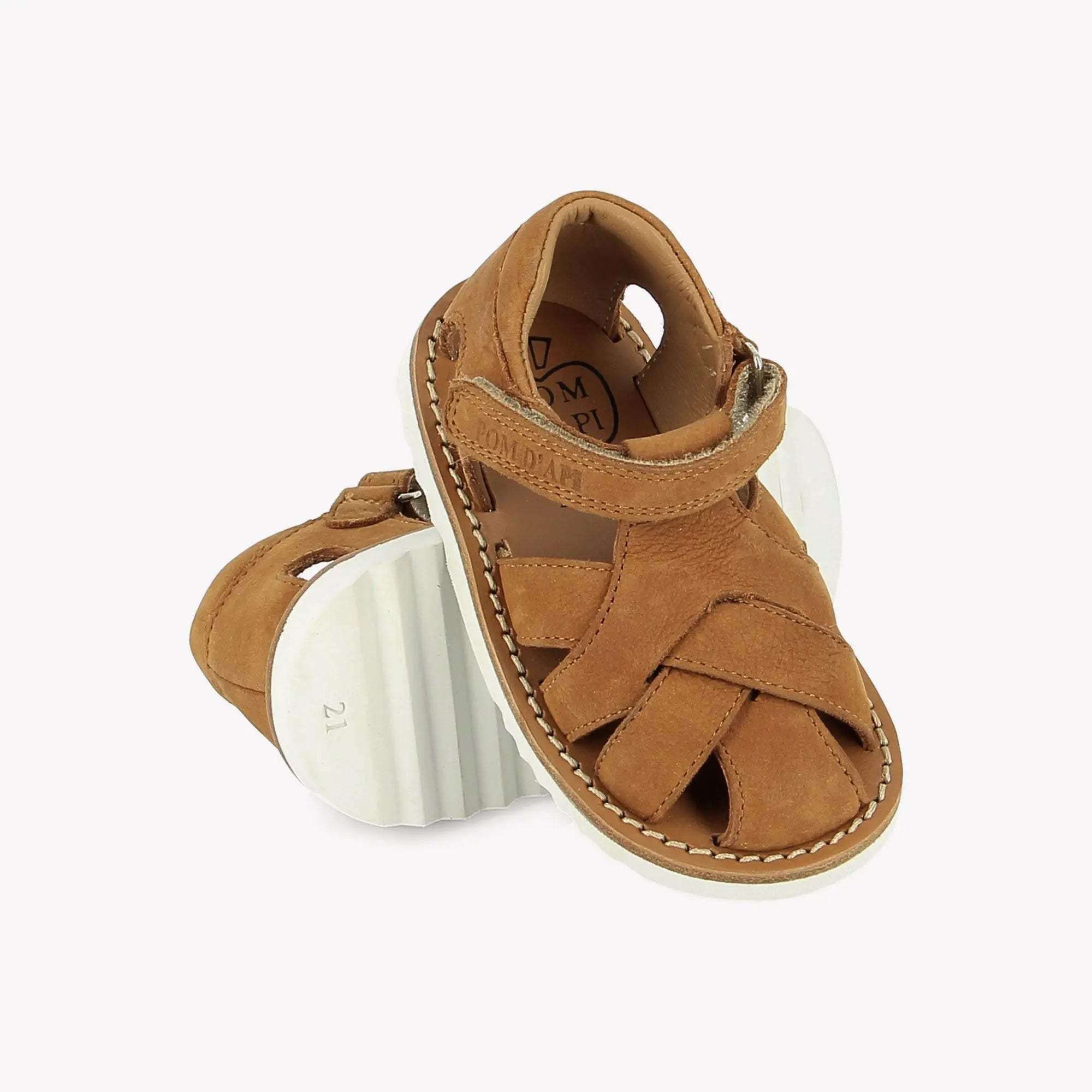 pom-d-api-waff-cross-sandale-premiers-pas-nubuck-camel-gar-on image 2