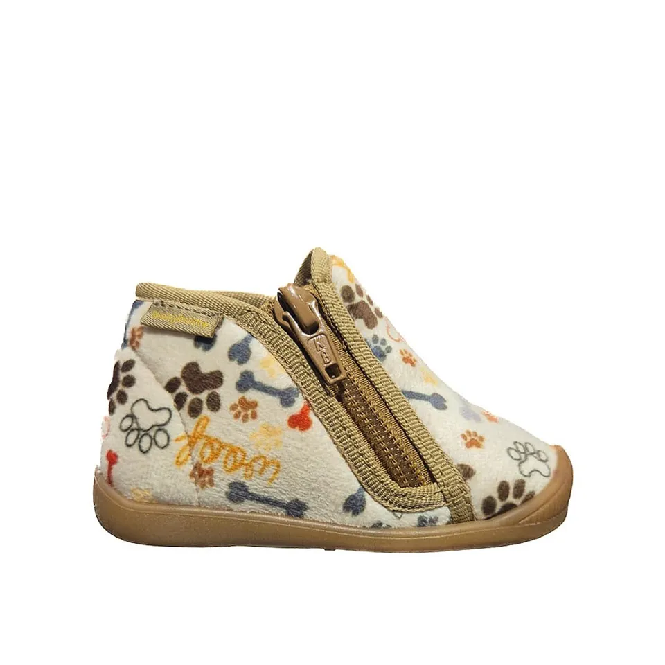 babybotte-philbert-zip-chausson-b-b-gar-on-laine-beige-imprim image 1