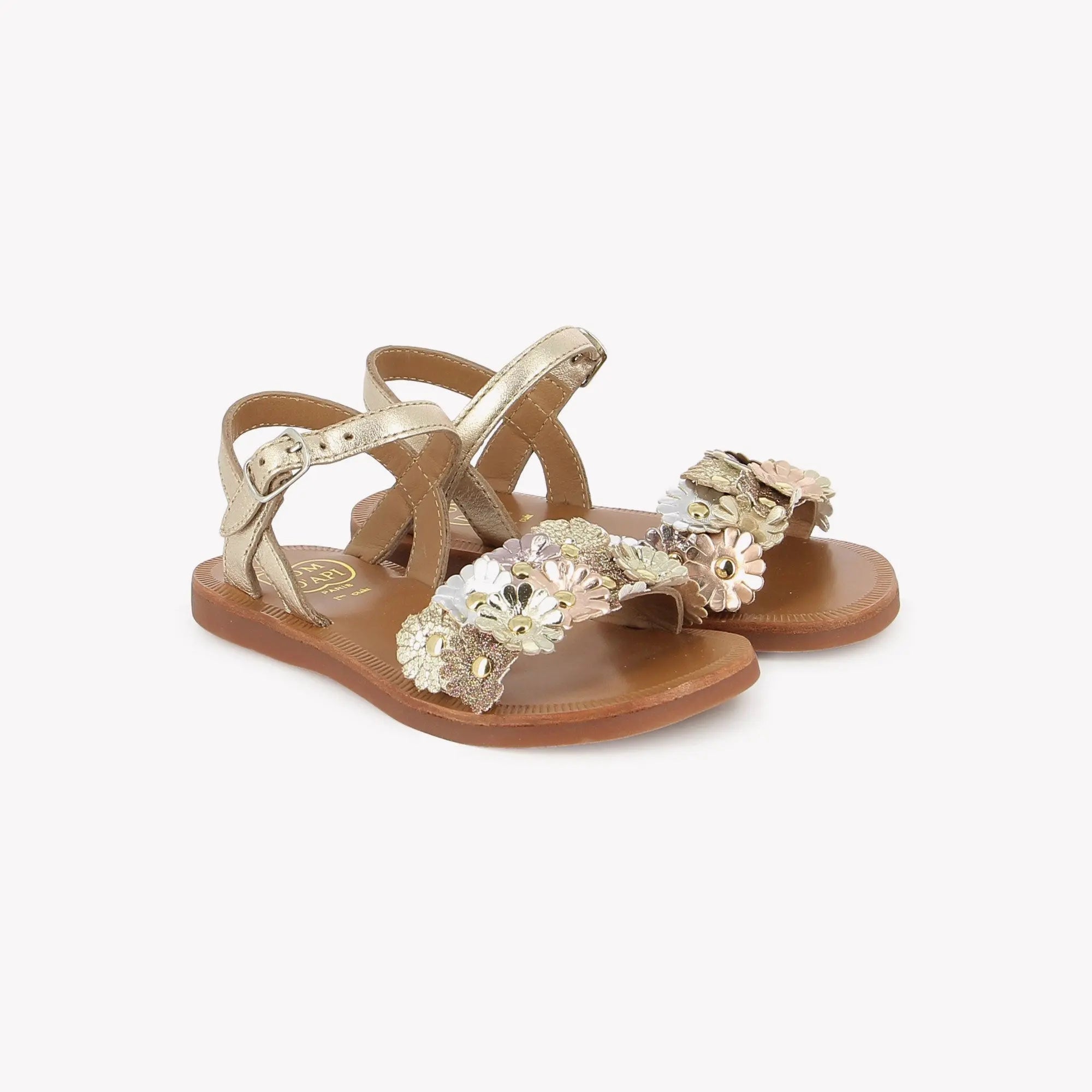 pom-d-api-plagette-multi-flo-sandales-fille-platine-laminato image 1