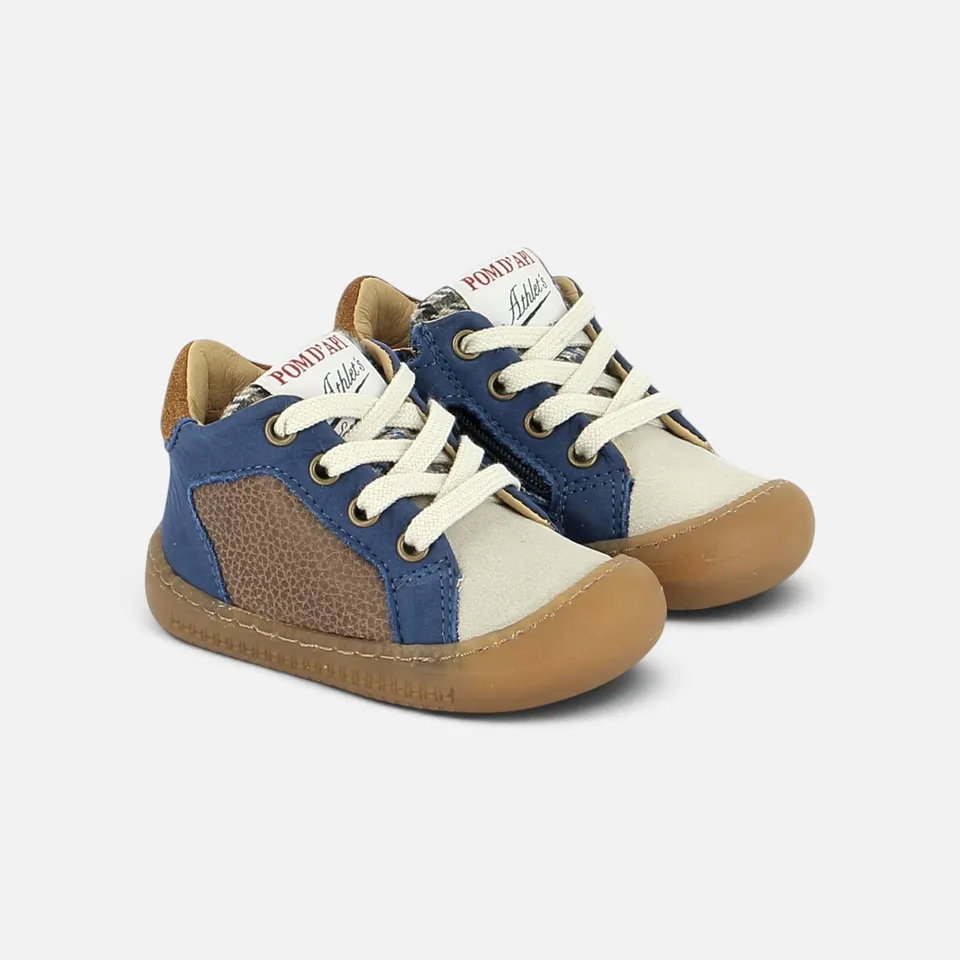 pom-d-api-yaka-star-chaussures-premiers-pas-gar-on-nubuck-bleu image 1