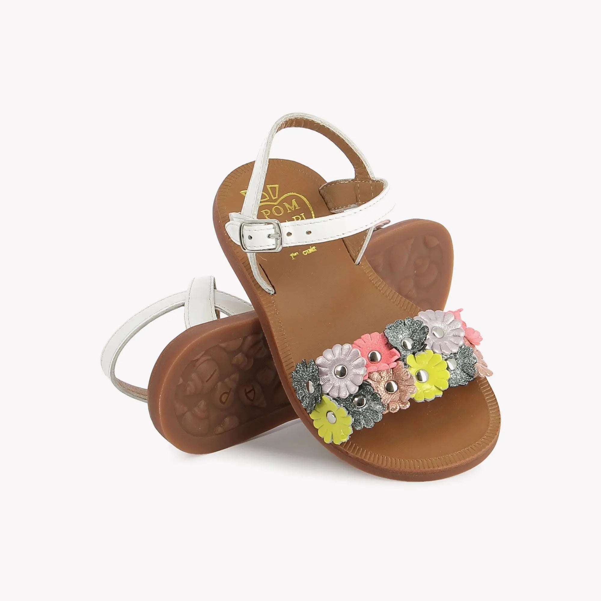 pom-d-api-plagette-multi-flo-sandale-fille-cuir-blanc-multi-vernis image 2