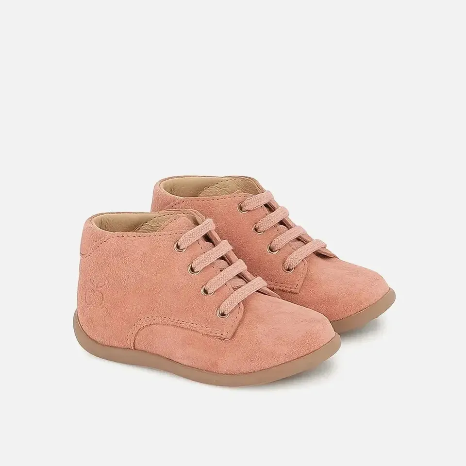 pom-d-api-stand-up-derby-chaussure-premiers-pas-lacets-rose-cameo image 1