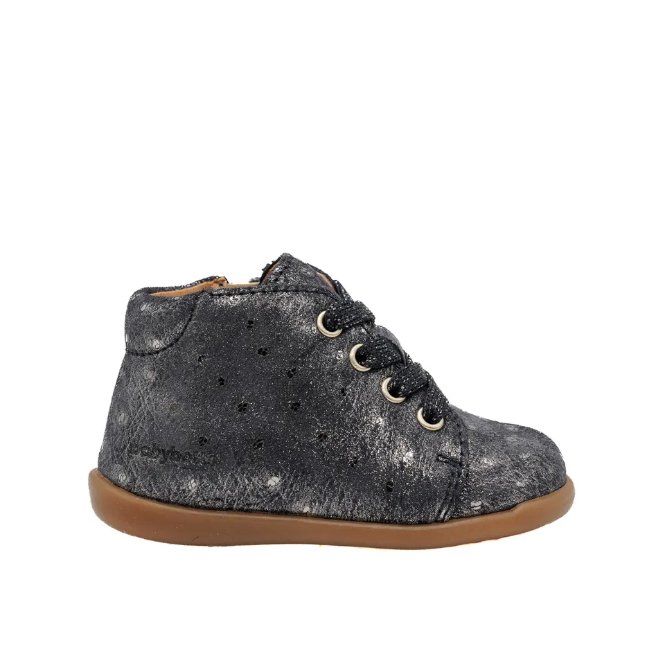 babybotte-fredy-chaussure-b-b-fille-bleu-imprim-lacets-et-zip image 1
