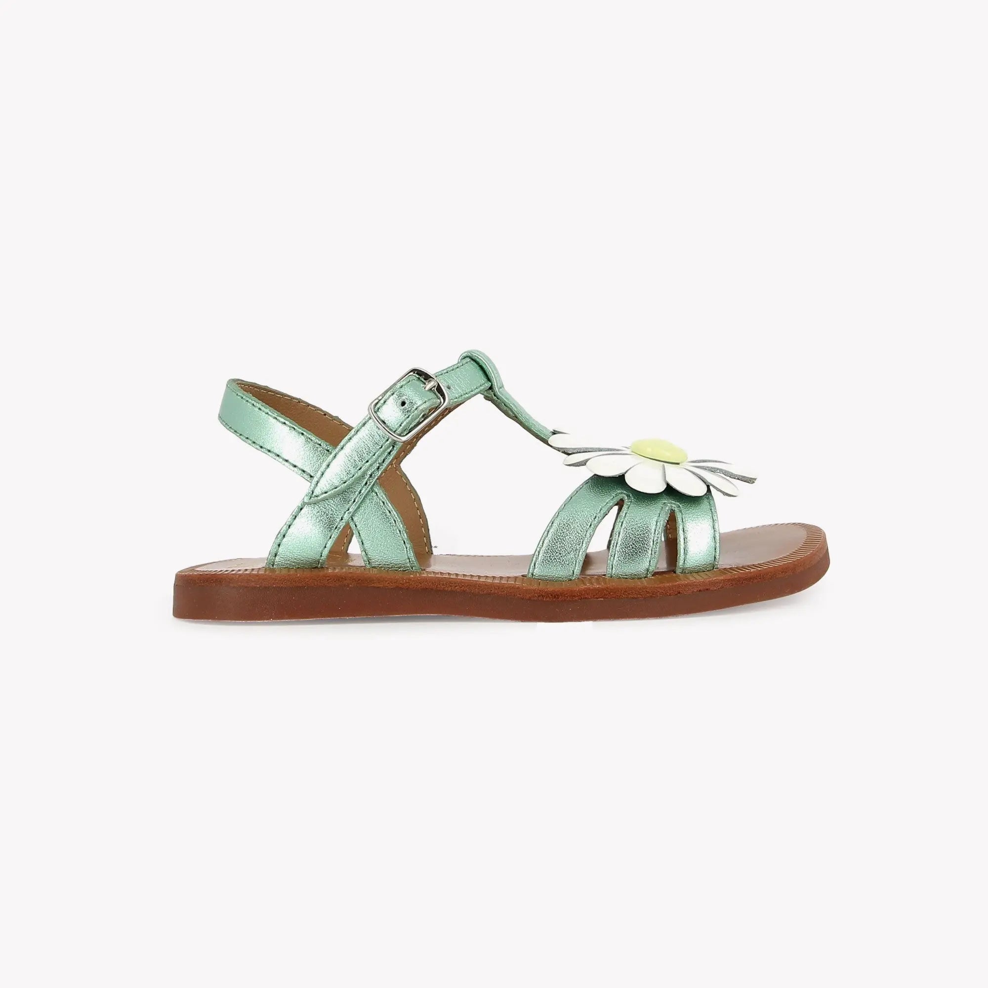 pom-d-api-plagette-big-flo-sandale-fille-laminato-vert-d-eau image 4