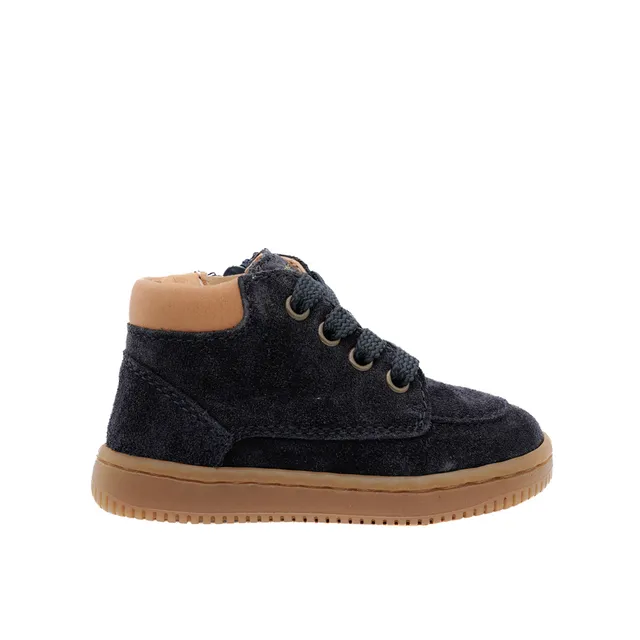 babybotte-ficus-bleu-chaussure-b-b-gar-on-lacets-et-zip-en-daim image 1