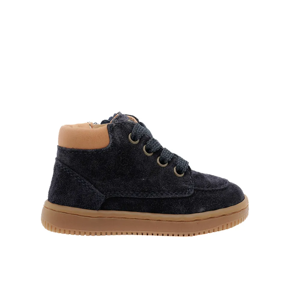 babybotte-ficus-bleu-chaussure-b-b-gar-on-lacets-et-zip-en-daim image 1