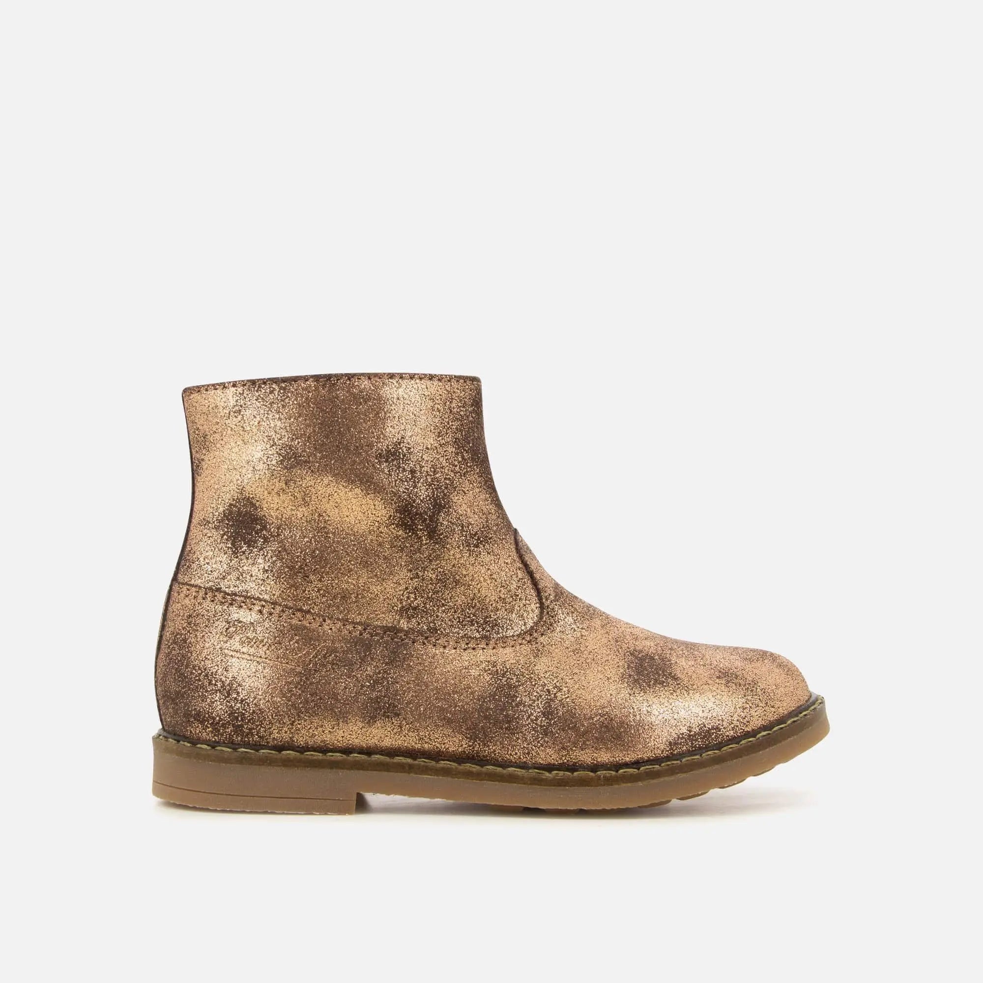 pom-d-api-trip-boots-bottine-fille-bronze-velours-paillet-zip image 1