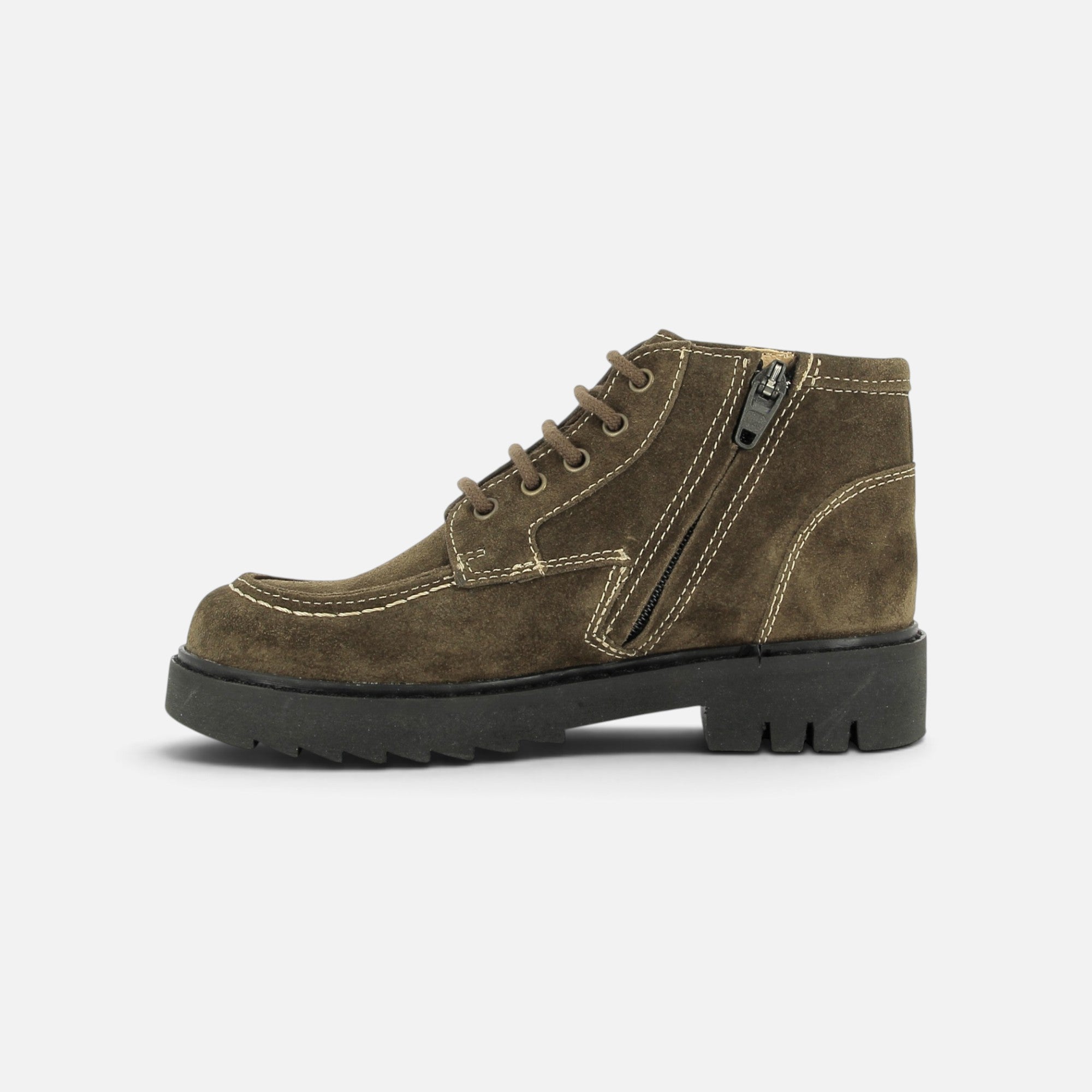 pom-d-api-sid-lace-plato-chaussure-gar-on-cuir-velours-vert-semelle-noire image 5