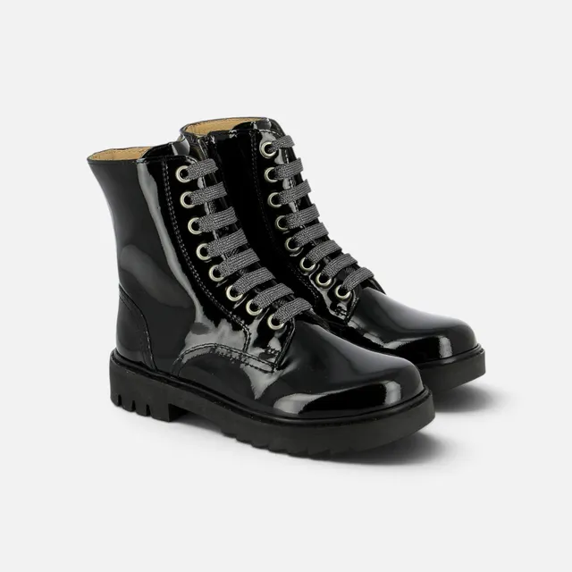 pom-d-api-sid-ranger-boots-vernis-noir-semelle-noire-fille image 1