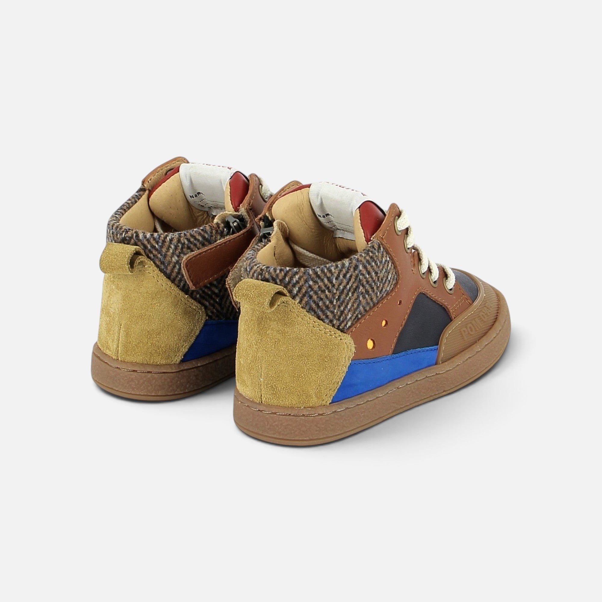 pom-d-api-mousse-bump-basket-enfant-velcro-marine-multi-cuir image 2