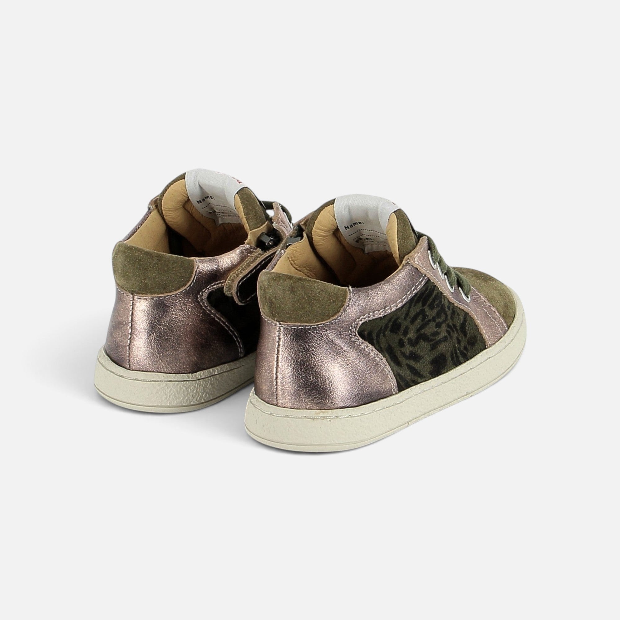 pom-d-api-mousse-zip-top-basket-fille-cuir-truffle-kaki-velours-savana image 3