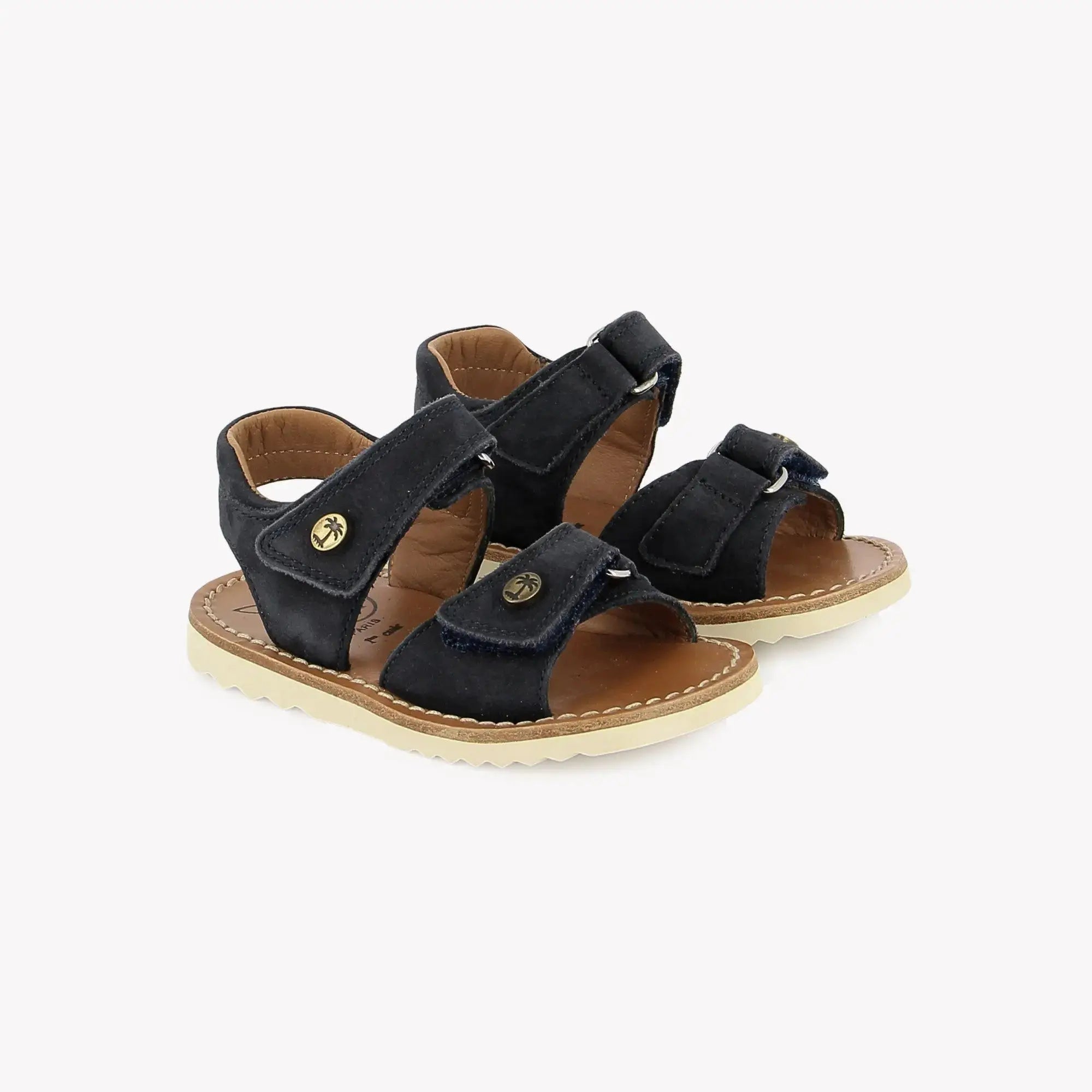 pom-d-api-waff-easy-sandale-gar-on-cuir-nubuck-marine image 1