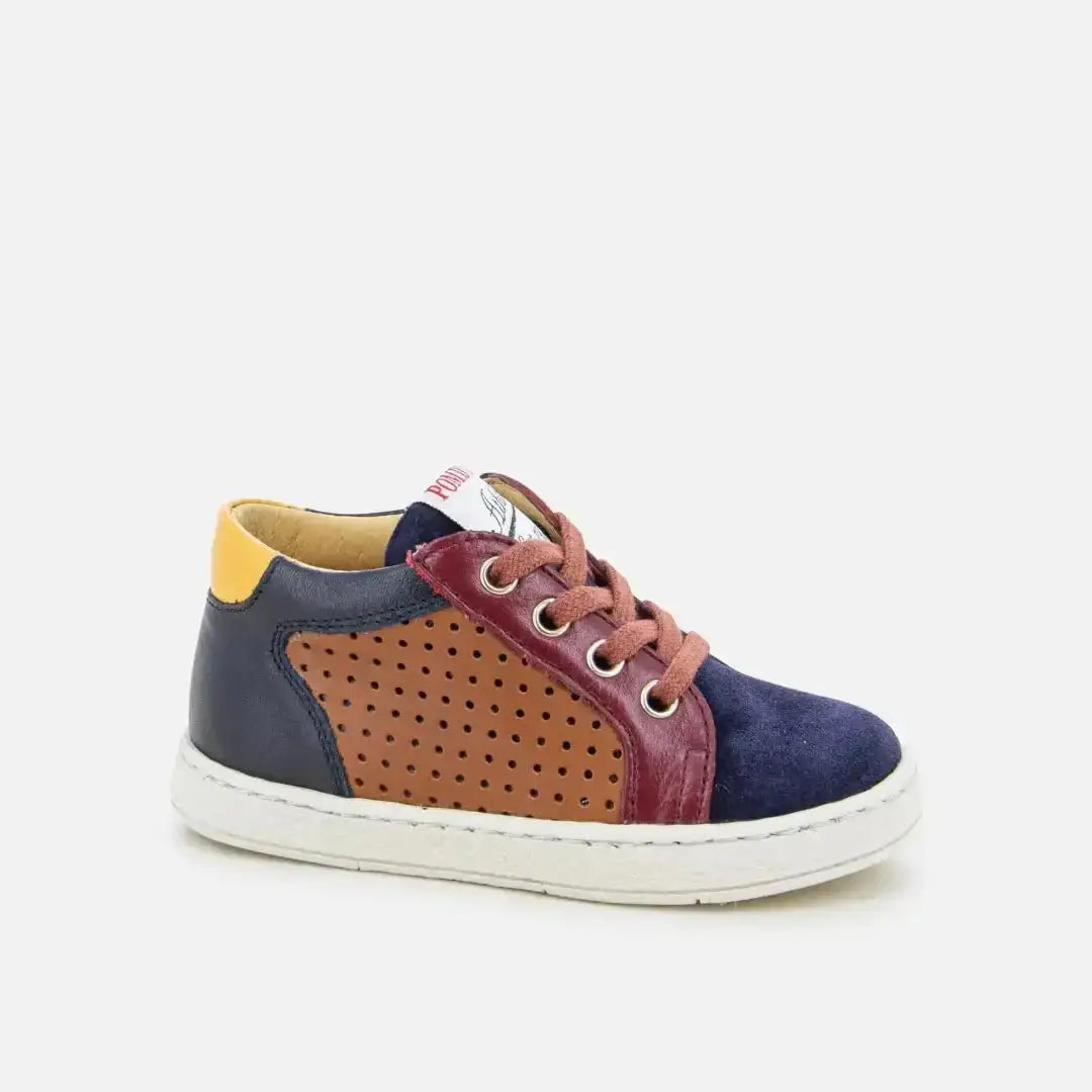pom-d-api-mousse-lace-perfo-basket-premiers-pas-camel-marine-gar-on image 1