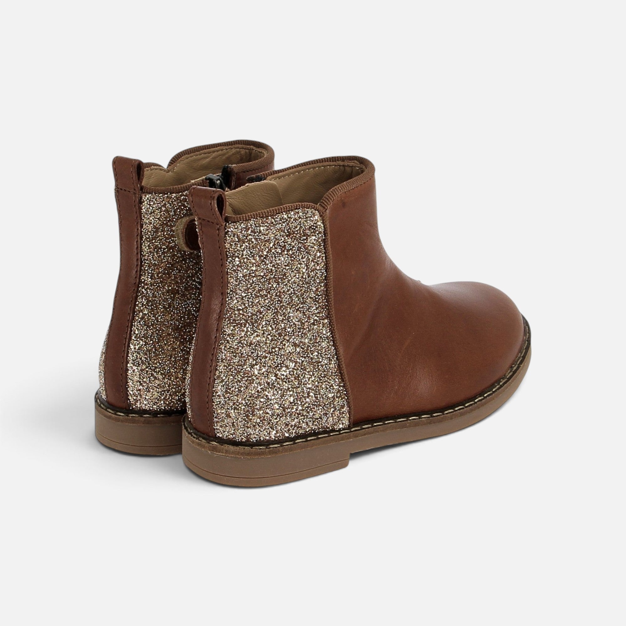 pom-d-api-trip-back-bottine-fille-cuir-marron-platine-glitter-zip image 2