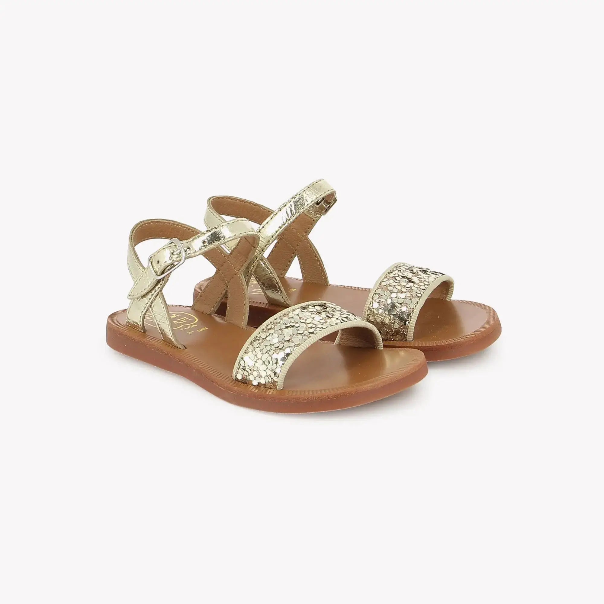 pom-d-api-plagette-buckle-tao-platine-or-sandale-fille image 1