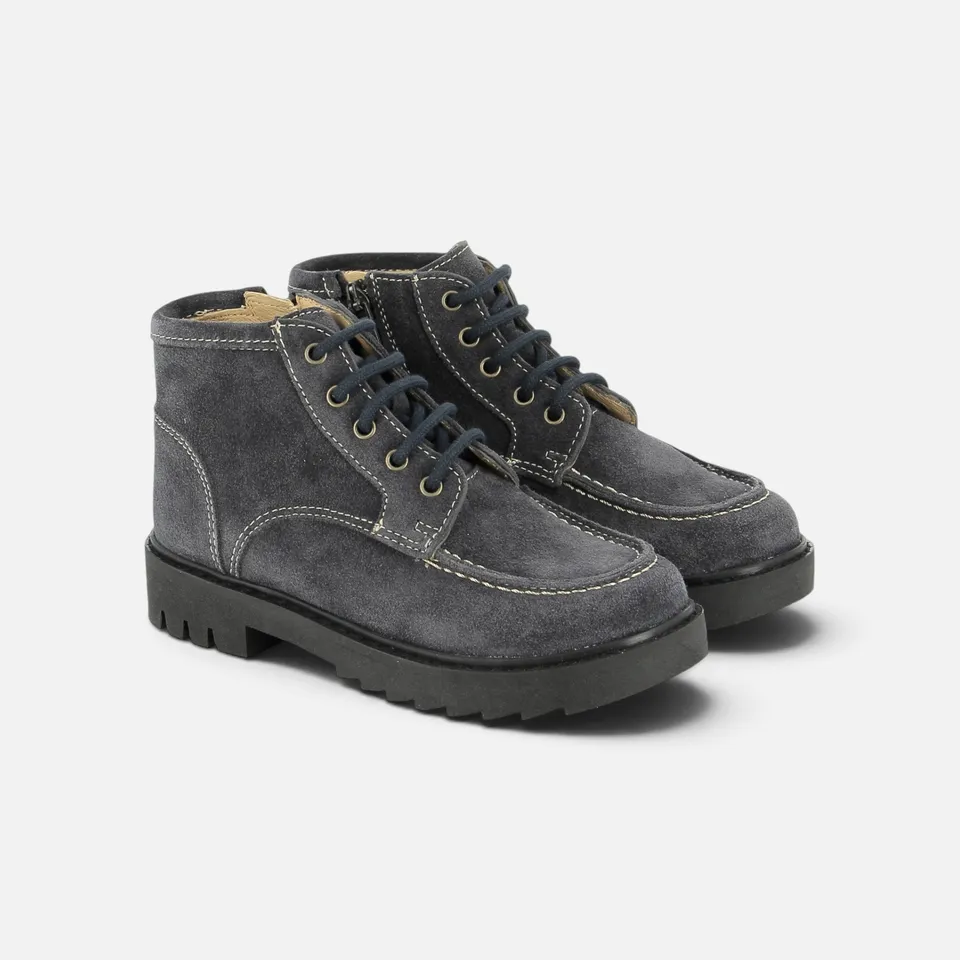 pom-d-api-sid-lace-plato-chaussures-gar-on-velours-gris-zip image 1