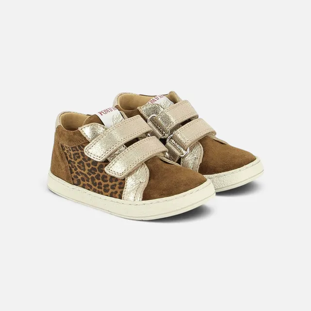 pom-d-api-mousse-easy-top-basket-cuir-velours-baby-leo-miel-naturel-fille image 1