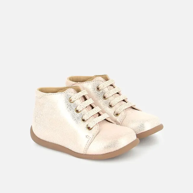 pom-d-api-stand-up-bottine-premiers-pas-fille-cuir-dor image 1