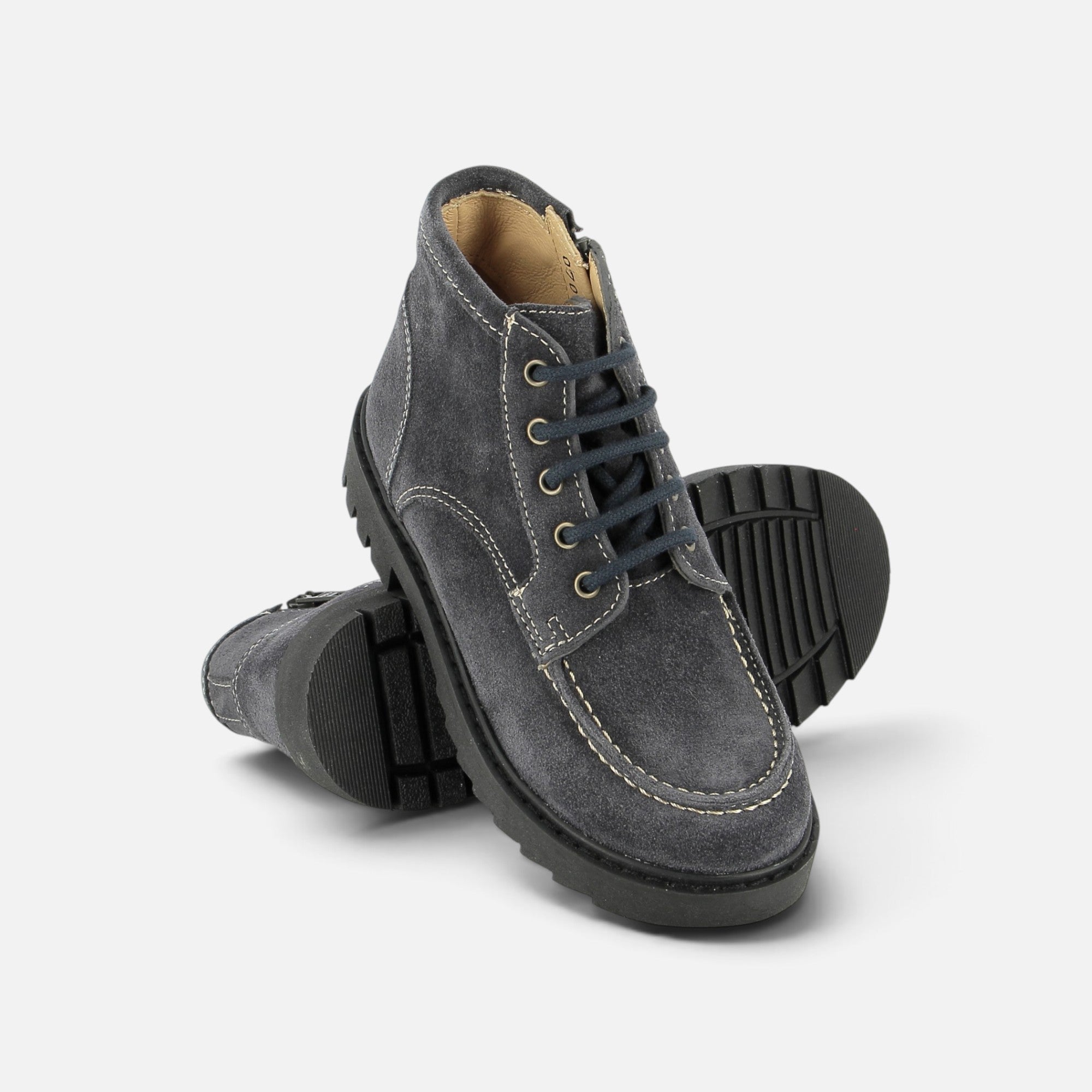 pom-d-api-sid-lace-plato-chaussures-gar-on-velours-gris-zip image 2