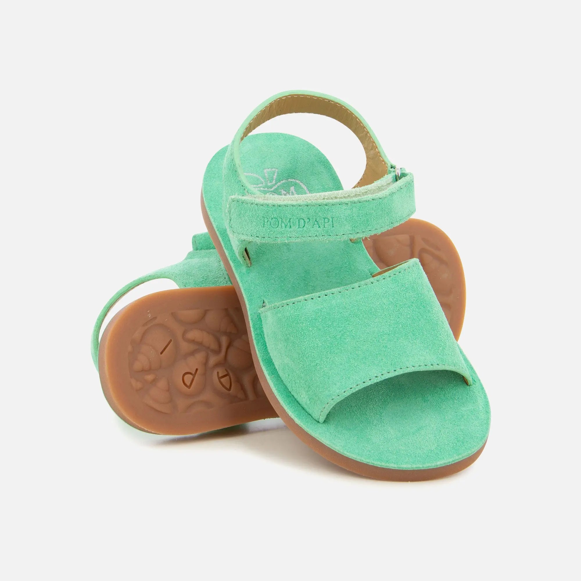 pom-d-api-plage-air-easy-sandale-gar-on-cuir-velours-vert image 2