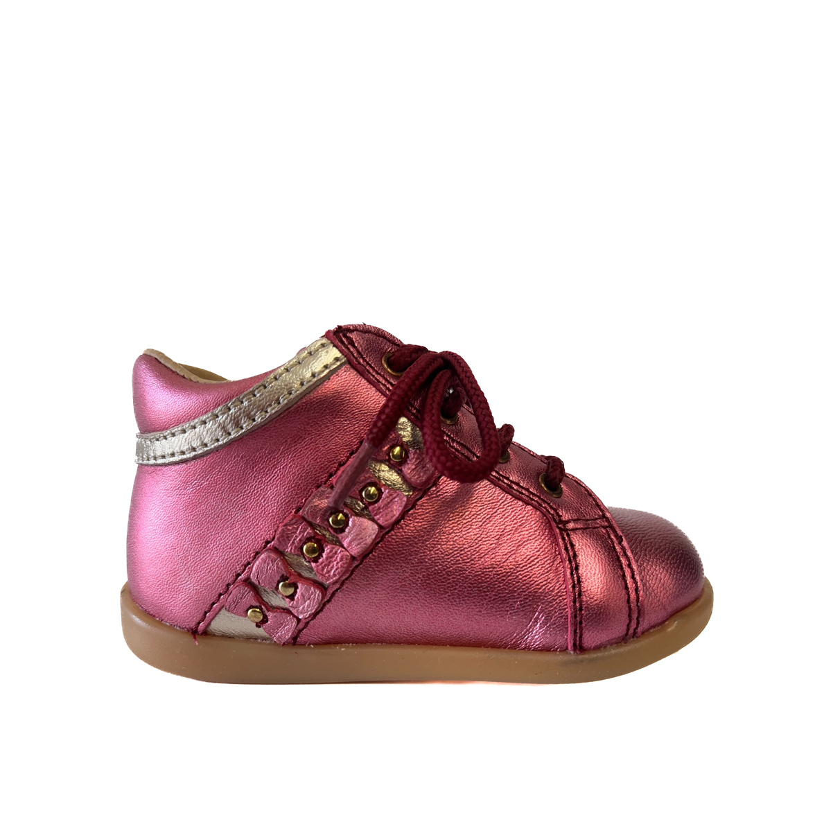 babybotte-farah-chaussure-lacets-b-b-fille-bordeaux-imprim image 1