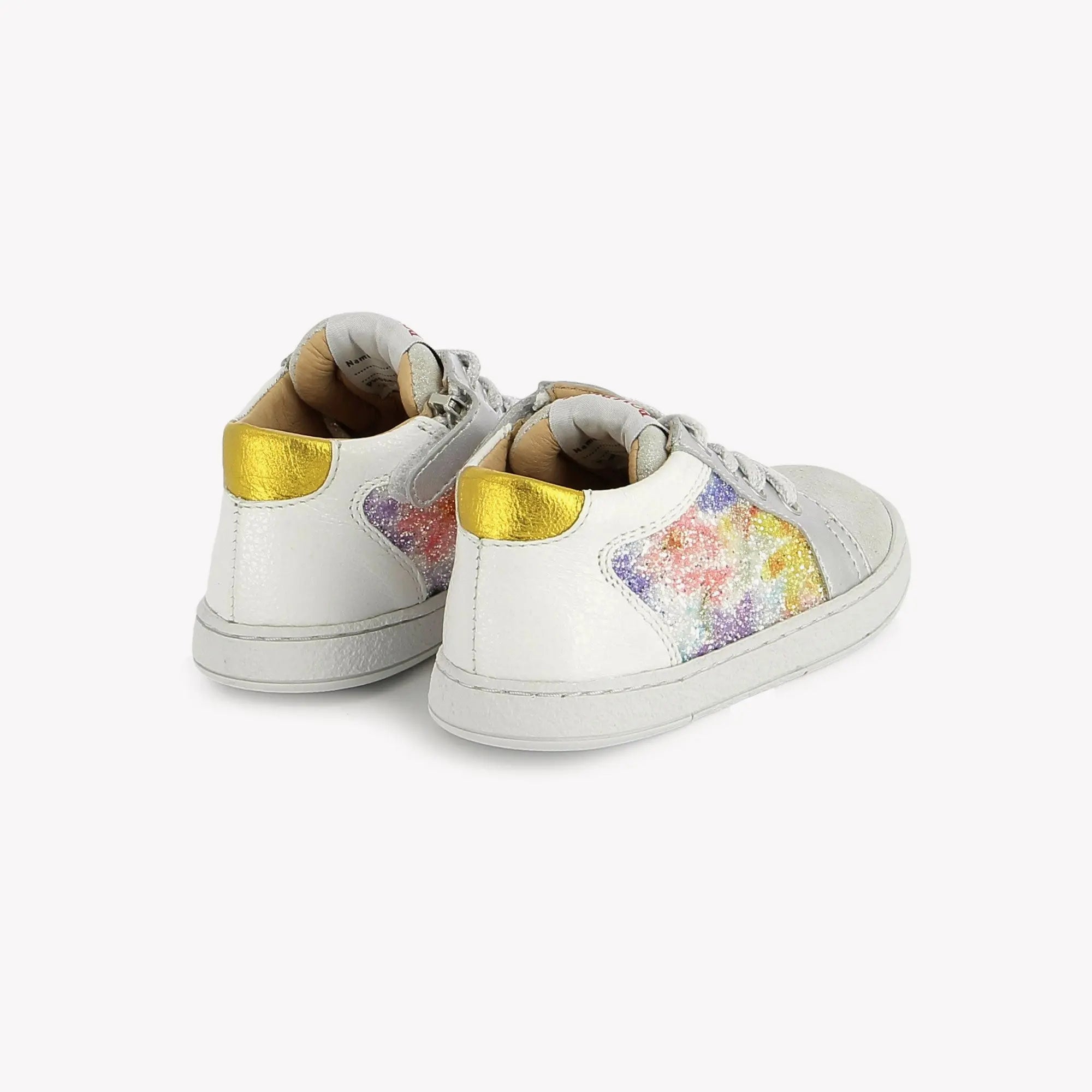 pom-d-api-mousse-zip-top-baskets-fille-premiers-pas-velours-glitter-blanc-multi image 3