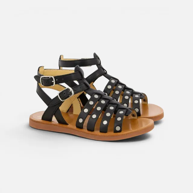 pom-d-api-plagette-stud-sandale-fille-noir-nappa image 1
